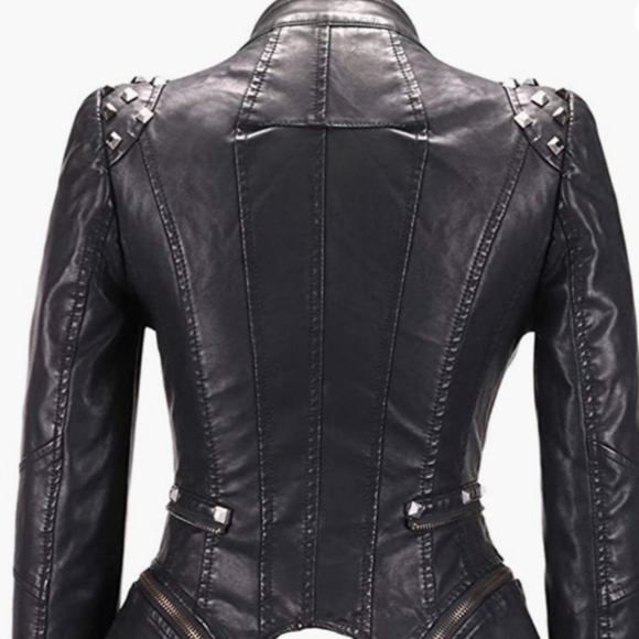 Chou Yatou Faux Leather Biker Jacker - Picture 2 of 3